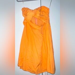 Strapless orange dress